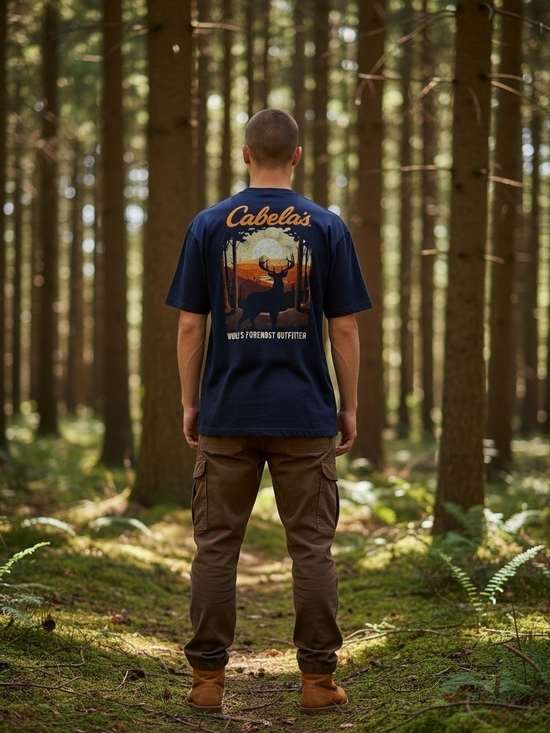 Cabela's Other - Cabela's Size L Men's Navy Tee with Sunset Deer Graphic On Back